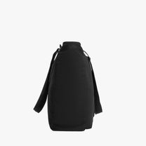 LUGGEX 15.6” black structured laptop tote bag, side view showing depth and profile. 
