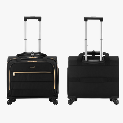 Professional softside carry-on luggage with clean front design and rear travel sleeve, ideal for business trips, airport mobility and daily commuting. #show