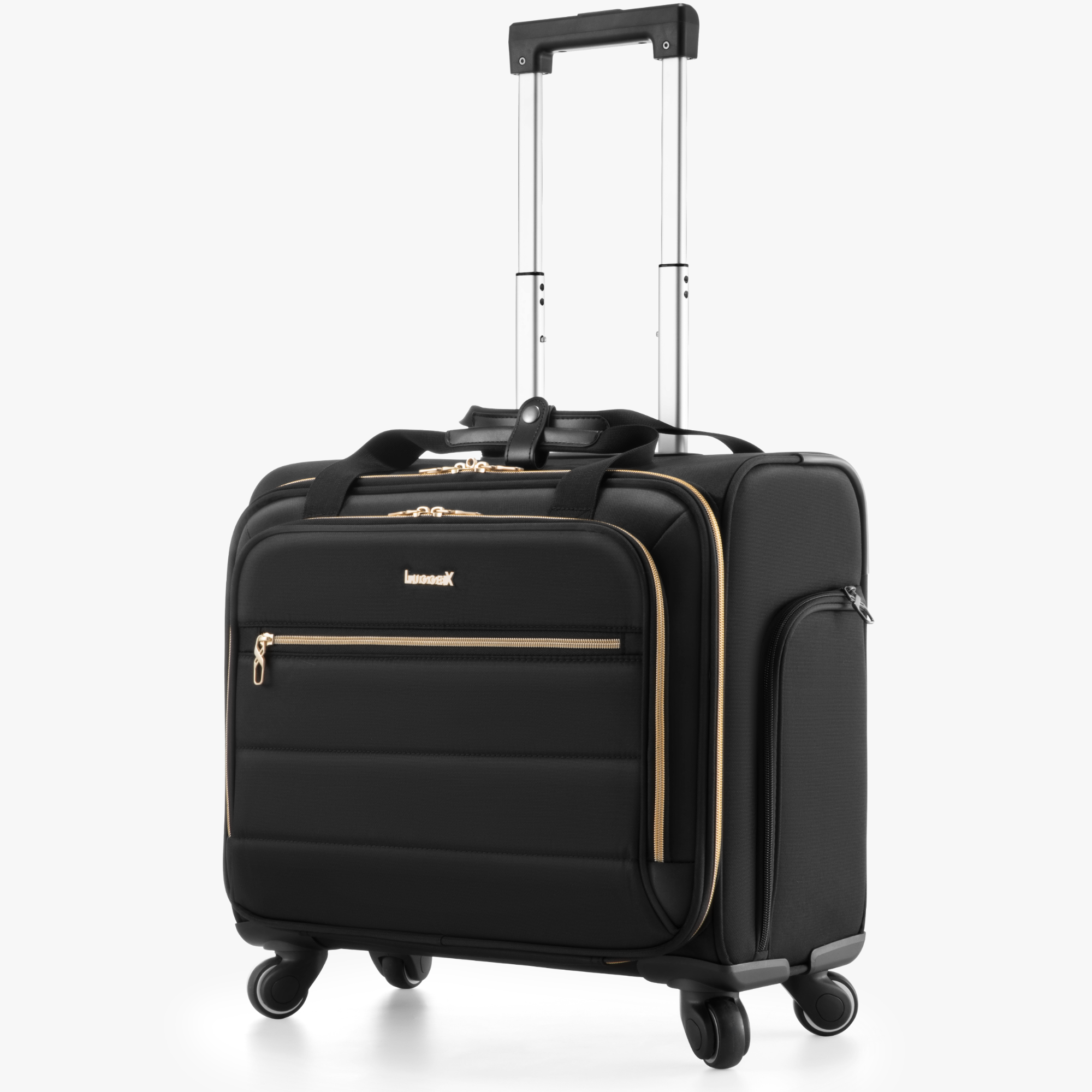 Rolling Laptop Bag Luggage | 18 Inch Soft Shell, Spinner Wheels, Lightweight (Black) luggex-18-inch-rolling-laptop-carry-on-softside-spinner-business-travel-black