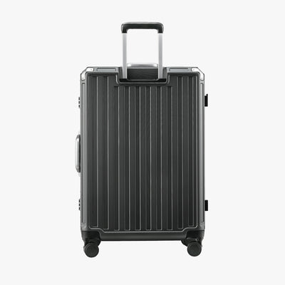 LUGGEX aluminum frame luggage suitcase set, 20-inch carry-on and 28-inch checked luggage back view with telescopic handle and spinner wheels
#color_charcoal
#size_28-inch