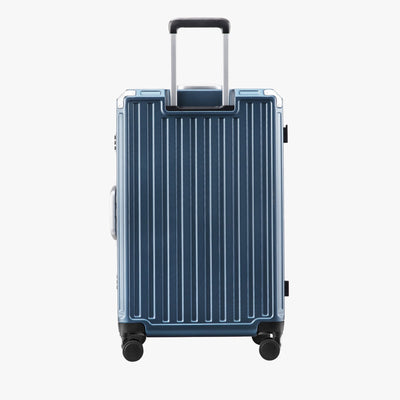 LUGGEX aluminum frame luggage suitcase set, 20-inch carry-on and 28-inch checked luggage back view with telescopic handle and spinner wheels
