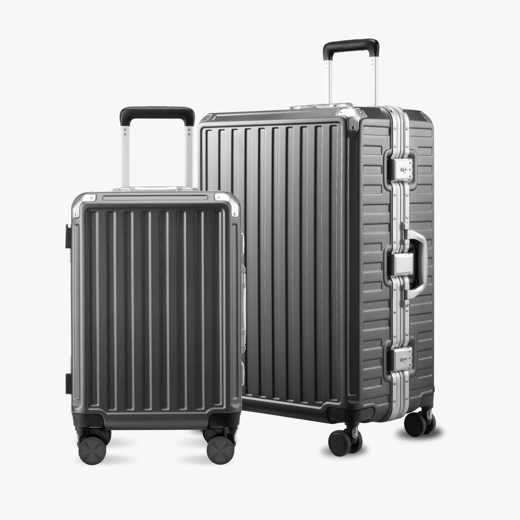 Luggex aluminum frame luggage suitcase set, 20-inch carry-on and 28-inch checked luggage with TSA locks and spinner wheels #color_charcoal
