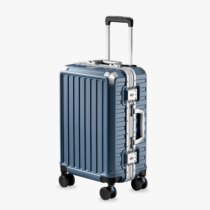 LUGGEX 20-inch aluminum-frame zipperless carry-on suitcase with TSA-approved lock and smooth spinner wheels. #color_blue