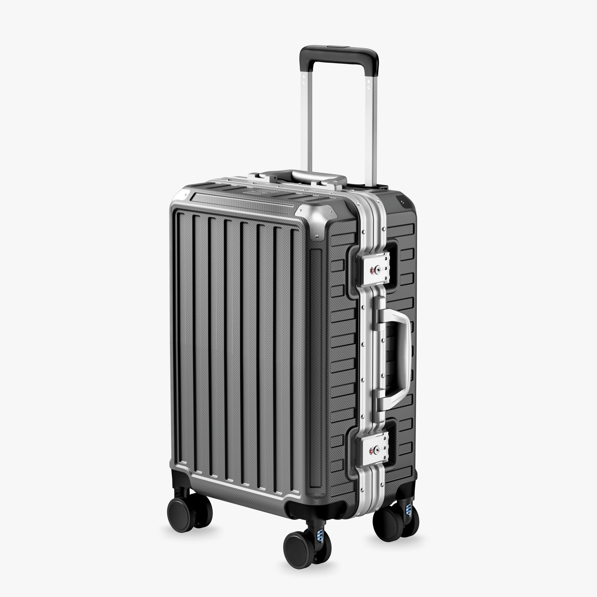 LUGGEX 20-inch aluminum-frame zipperless carry-on suitcase with TSA-approved lock and smooth spinner wheels. #color_charcoal
