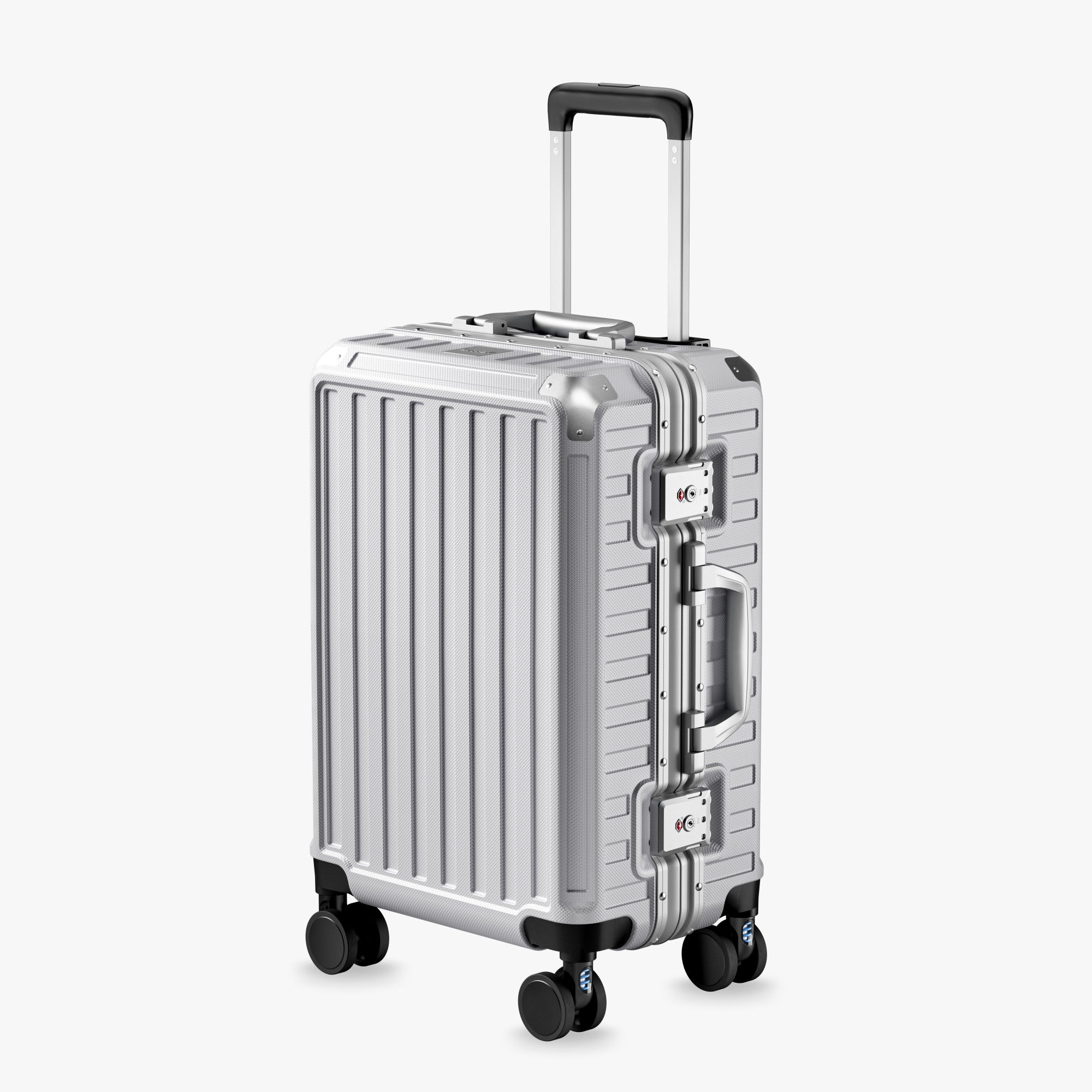 LUGGEX 20-inch aluminum-frame zipperless carry-on suitcase with TSA-approved lock and smooth spinner wheels. #color_sliver_grey