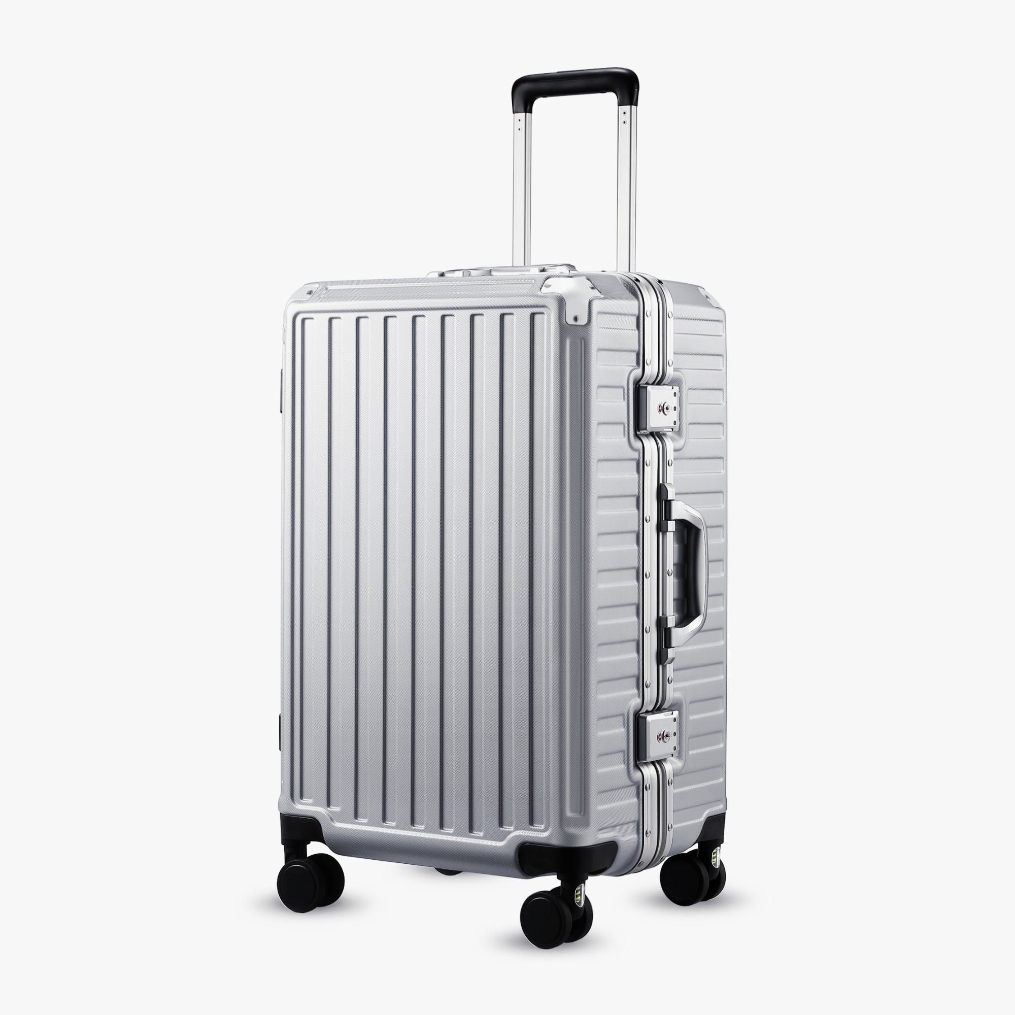 LUGGEX 24-inch aluminum frame check-in luggage with zipperless TSA lock and spinner wheels #color_silver_grey