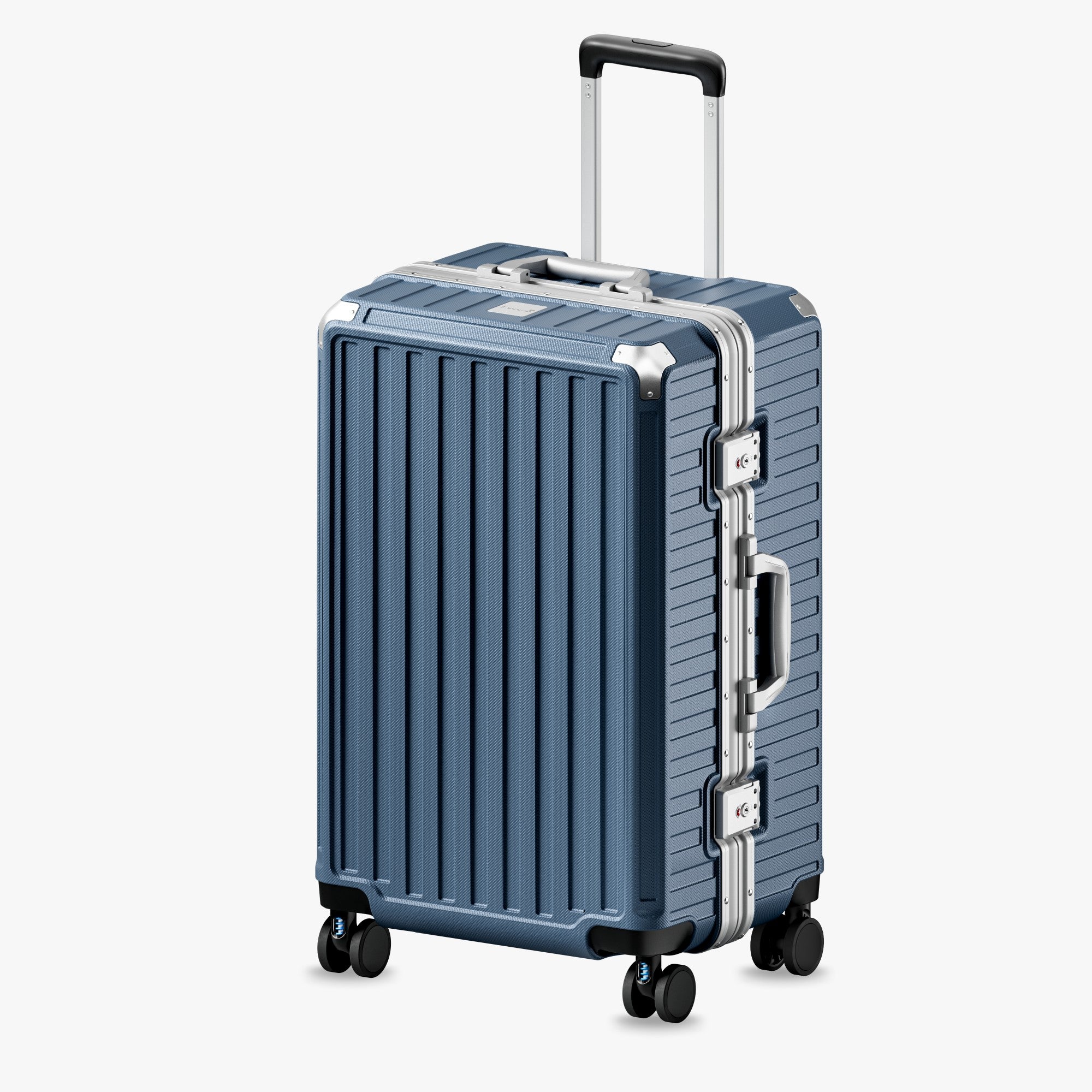 LUGGEX 24-inch aluminum-frame zipperless check-in suitcase with TSA-approved lock and smooth spinner wheels. 