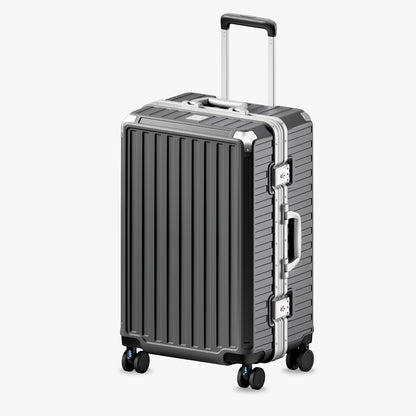 LUGGEX 24-inch aluminum-frame zipperless middle check-in suitcase with TSA-approved lock and smooth spinner wheels. 