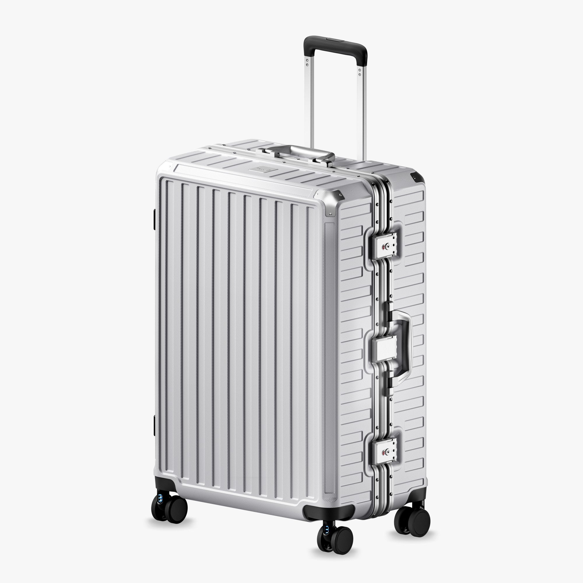 LUGGEX 28-inch aluminum-frame zipperless check-in suitcase with TSA-approved lock and smooth spinner wheels. 