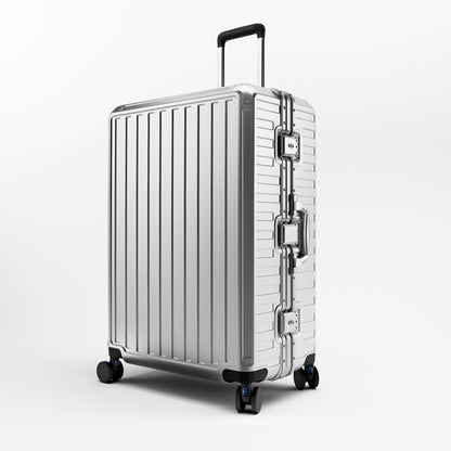 LUGGEX 28-inch aluminum-frame zipperless check-in suitcase with TSA-approved lock and smooth spinner wheels 
