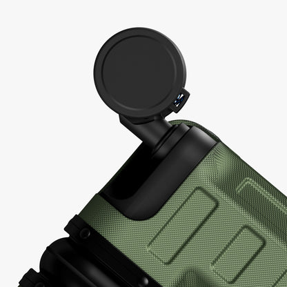 The LUGGEX suitcase is equipped with precision-engineered 360° spinner wheels designed for smooth rolling and stable maneuverability across airport floors and city streets.  #show #color_olive_green