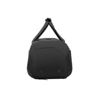Side view highlighting the ventilated shoe compartment with dual airflow vents to help reduce odor buildup. 

