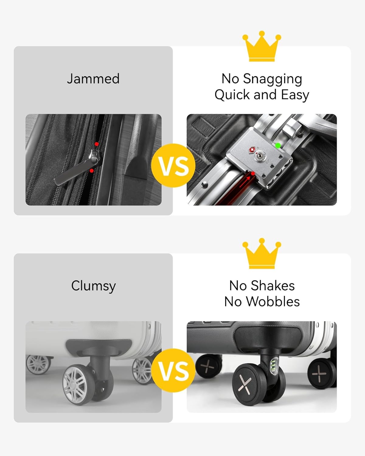 Zipperless Aluminum Checked Luggage with TSA Lock, Shock-Absorbing Wheels & Anti-Misoperation Design for Secure Travel Essentials 