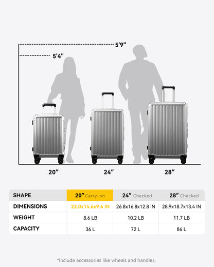Zipperless Aluminum Luggage - Durable Gift-Ready Travel Bag with Secure Closure & Compact Size for Effortless Trips 