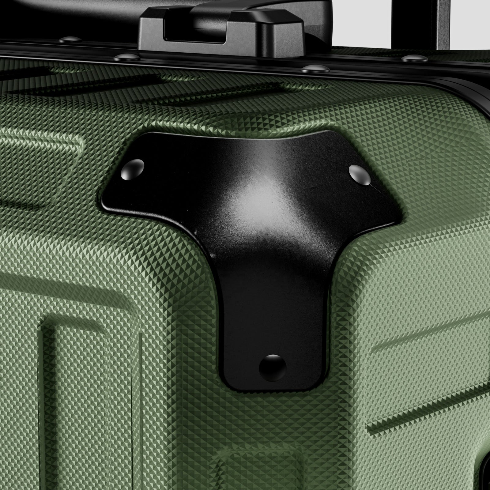Engineered with reinforced aluminum corner guards, LUGGEX luggage protects vulnerable edges from impact and abrasion—extending the life of your suitcase. #show #color_olive_green