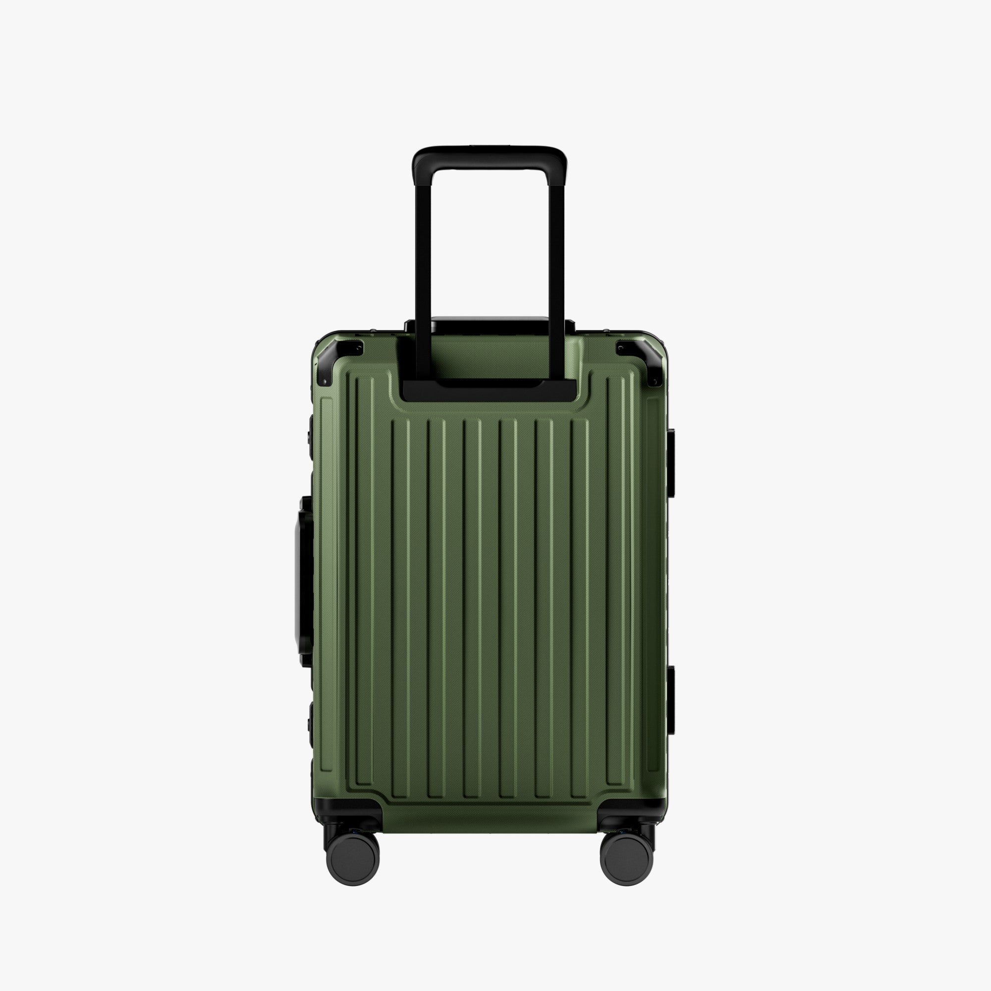 The LUGGEX carry-on features a reinforced aluminum telescopic handle designed for smooth extension, stable control, and long-lasting durability during travel. #show #color_olive_green