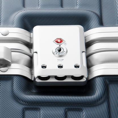 LUGGEX carry-on luggage charcoal suitcase with dual TSA-approved locks for maximum security #color_blue