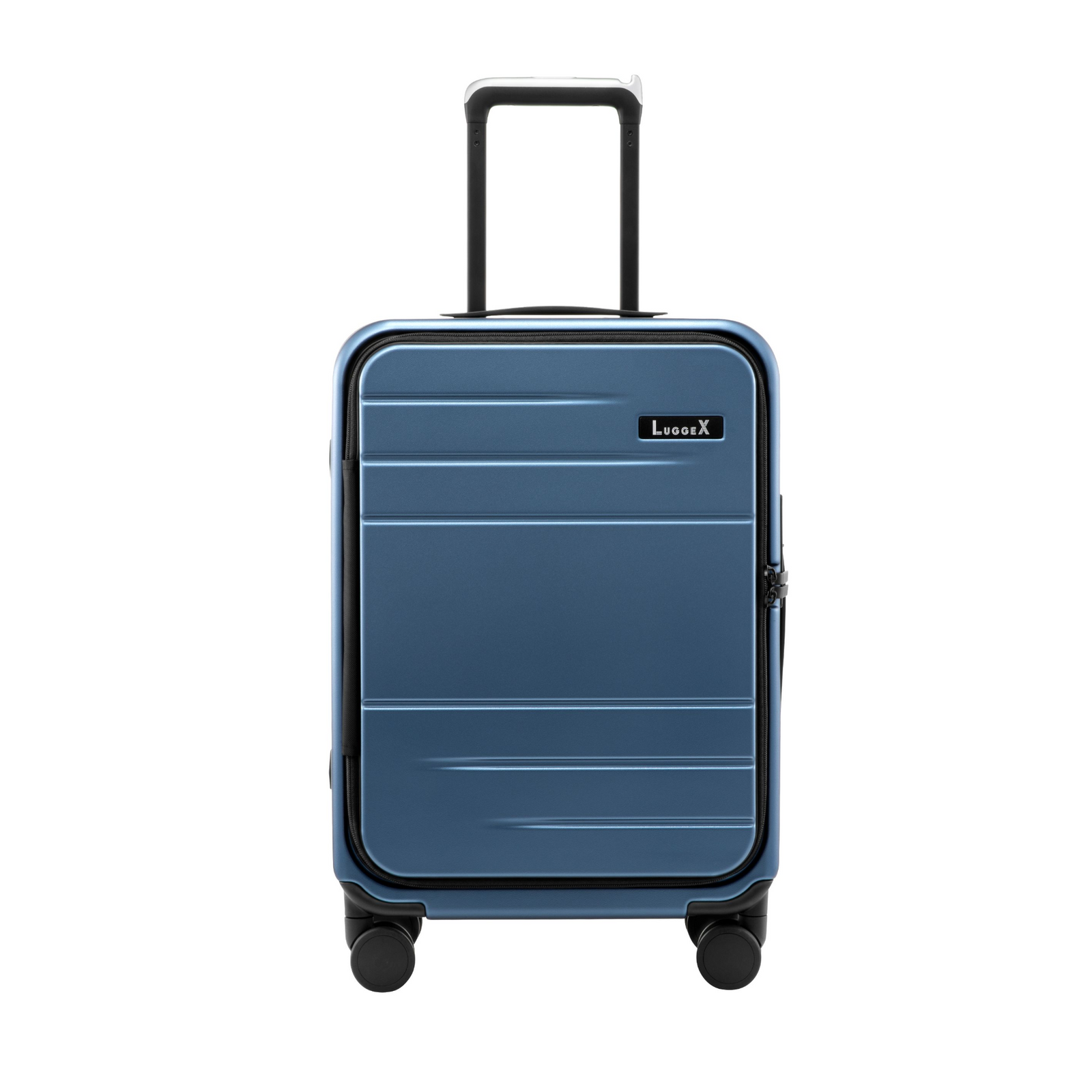 LUGGEX FLA front open carry-on suitcase with a rivet-free aluminum frame and clean front-open design—designed for streamlined, everyday travel.

#color_blue