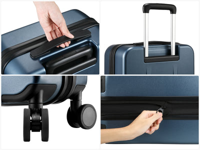 “Side carry handle on LUGGEX FLO Lite 20-inch blue carry-on luggage for easy lifting.”
“Adjustable telescopic handle on LUGGEX FLO Lite 20-inch blue carry-on suitcase for smooth rolling.”
“Durable 360° spinner wheels on LUGGEX FLO Lite 20-inch blue carry-on hard-shell luggage.”
“Secure zipper detail on LUGGEX FLO Lite 20-inch blue carry-on luggage with reinforced closure.”
