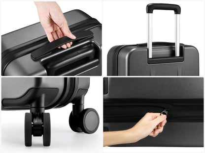 “Side carry handle on LUGGEX FLO Lite 20-inch blue carry-on luggage for easy lifting.”
“Adjustable telescopic handle on LUGGEX FLO Lite 20-inch blue carry-on suitcase for smooth rolling.”
“Durable 360° spinner wheels on LUGGEX FLO Lite 20-inch blue carry-on hard-shell luggage.”
“Secure zipper detail on LUGGEX FLO Lite 20-inch blue carry-on luggage with reinforced closure.”
