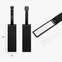 Premium LUGGEX leather luggage tag with adjustable strap and ID card for secure and stylish travel identification.
#show #color_black