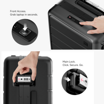 LUGGEX one-click front-open carry-on luggage with zipperless TSA lock system for fast laptop access and secure travel. #color_black