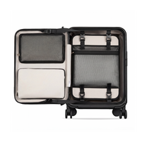 LUGGEX FLA front open carry-on suitcase with an organized interior, removable divider, and separated compartments—designed to keep packing neat and items in place.

