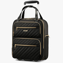 LUGGEX 16-inch airline-approved underseat carry-on luggage with wheels, featuring a laptop compartment and silent spinner wheels for smooth travel. 
