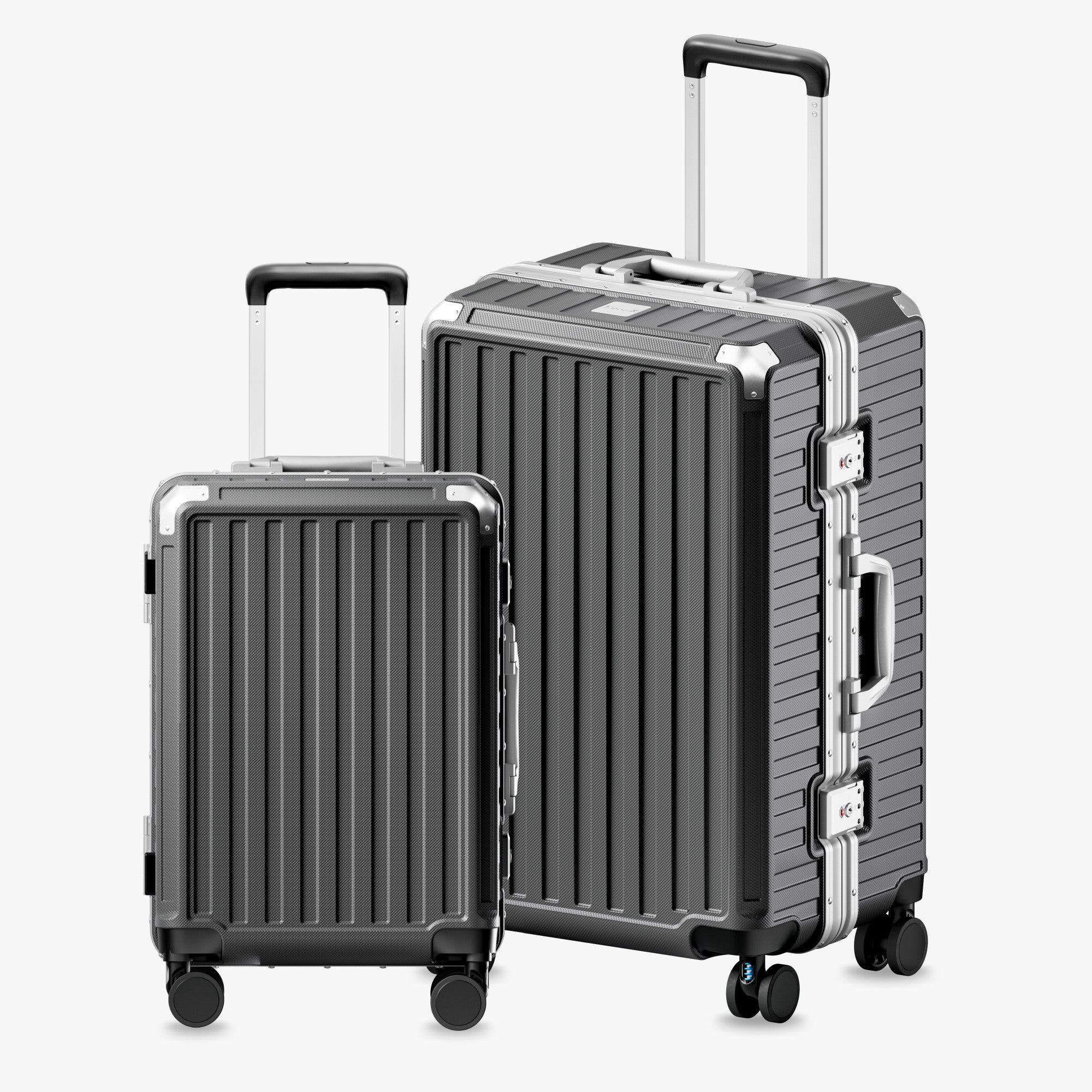 100% polycarbonate hard shell, and reinforced aluminum frame for durable protection and long-term travel use. 
