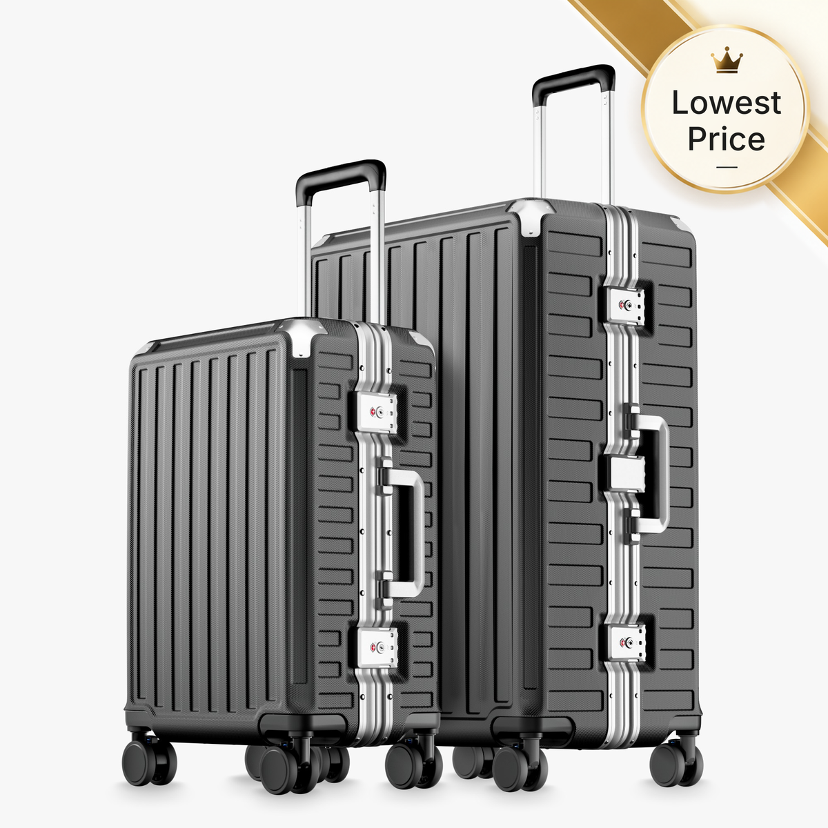 100% polycarbonate hard shell, and reinforced aluminum frame for durable protection and long-term travel use. #LUGGEX  aluminum-frame zipperless luggage set with 100% polycarbonate hard shell, TSA-approved locks, and smooth spinner wheels for durable, secure travel.

#color_charcoal #show