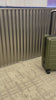 100% polycarbonate hard shell, and reinforced aluminum frame for durable protection and long-term travel use. #LUGGEX zipperless bigger carry-on suitcase with front-open design, 100% polycarbonate hard shell, and aluminum frame for durable, secure, and easy-access travel. #color_olive_green 