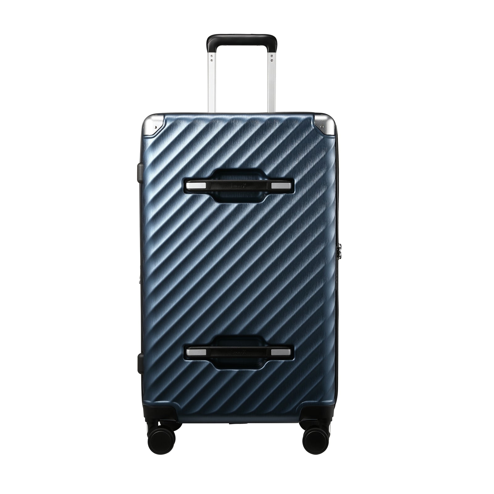 LUGGEX trunk check-in suitcase with a front view design featuring integrated hand grips for easy lifting and controlled handling. 