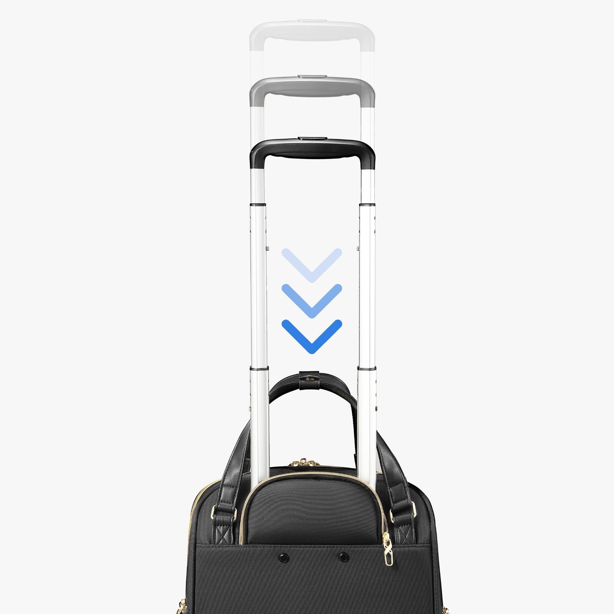 Built with a reinforced 3-stage adjustable telescopic handle, tested through 5,000 pull cycles with less than 5° of movement—ensuring stable, confident handling every time. #show #color_cherry-red