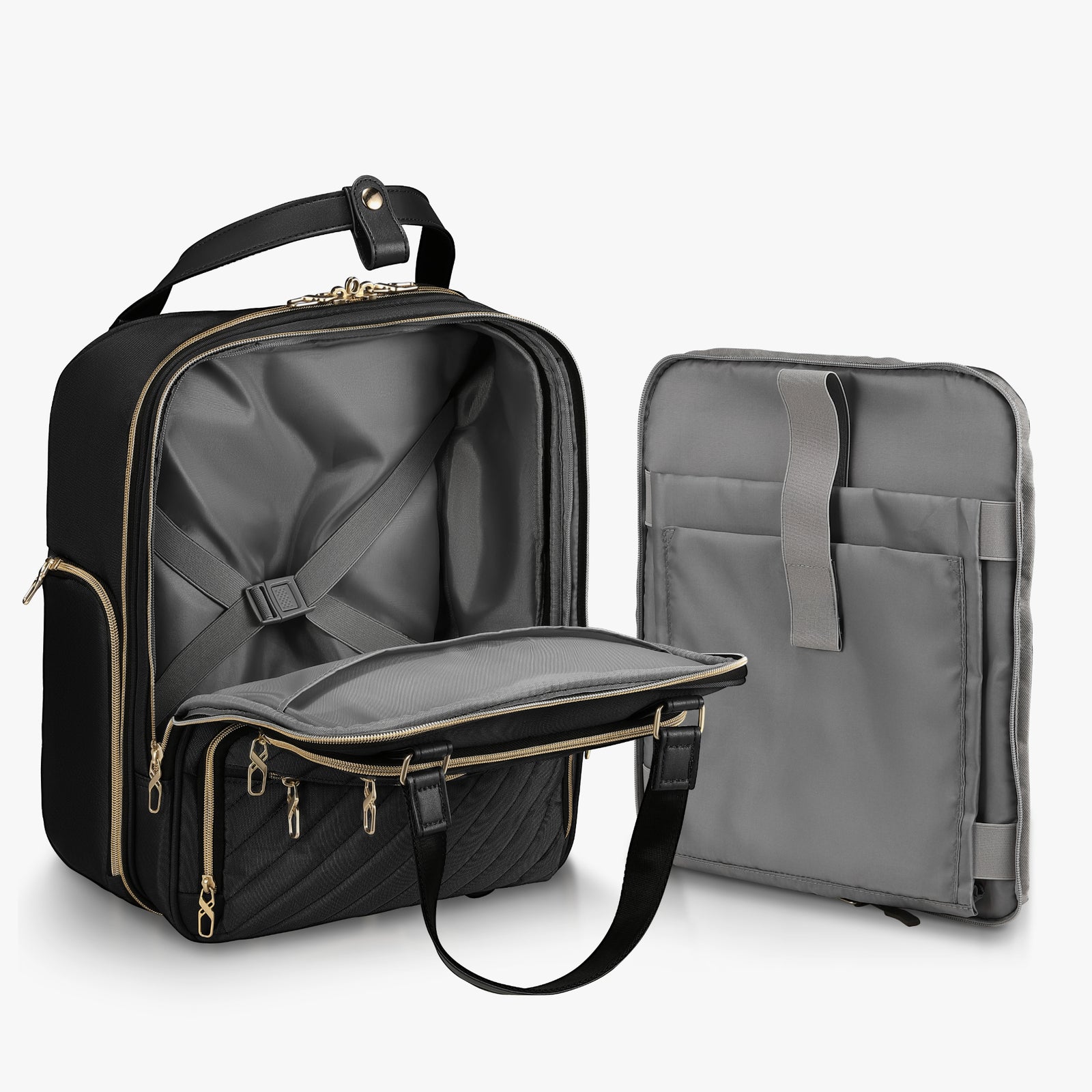 Underseat carry-on luggage with removable padded laptop compartment, designed for airline-approved travel and flexible business use. 