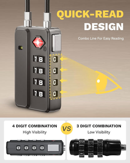 LUGGEX TSA Approved Luggage Locks | Durable Travel Accessories