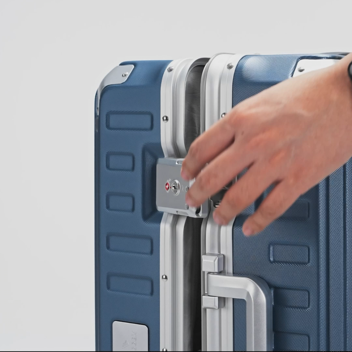 LUGGEX suitcase zipperless TSA lock close-up